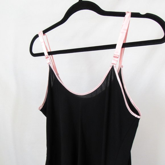 Vintage 90s OSCAR DE LA RENTA Black Floral Tank Top Pink Label Lingerie Top-L - Picture 8 of 9